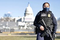 U.S. Customs and Border Protection officers with the Office of Field Operations stand their posts as they support security operations of the 59th Presidential Inauguration in Washington D.C, January 19, 2021.