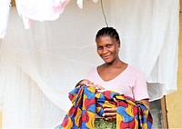 Mother with child using net