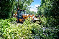 Public Works crews remove fallen trees and storm debris following Hurricane Isaias on Tuesday, August 4, 2020. Original public domain image from Flickr