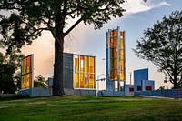 The Sycamore Hill Gateway Plaza nears completion. July 31, 2020. Original public domain image from Flickr