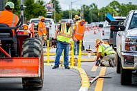 Pedestrian safety improvements were installed along E 10th Street, Greenville, August 13, 2020. Original public domain image from Flickr