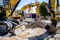 As the Town Creek Culvert project nears completion, W 8th St is paved and reopened while work at W 9th and Ficklen Streets moves quickly. September 2020. Original public domain image from Flickr