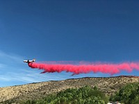 Fire retardant, red smoke. Original public domain image from Flickr