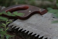 Cross-cut saw wooden handle. Original public domain image from Flickr
