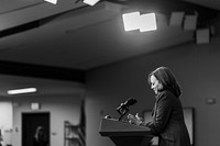 Vice President Kamala Harris delivers remarks virtually at the National Bar Association, Tuesday, July 27, 2021, in the South Court Auditorium in the Eisenhower Executive Office Building at the White House. (Official White House Photo by Cameron Smith). Original public domain image from Flickr