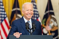 President Joe Biden delivers remarks on the passing of the bipartisan Infrastructure Investment and Jobs Act, Tuesday, August 10, 2021, in the East Room of the White House. (Official White House Photo by Adam Schultz). Original public domain image from Flickr