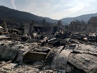 Caldor fire aftermath in Greenville, California. Original public domain image from Flickr