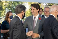 Secretary Blinken Speaks With Canadian Prime Minister Trudeau at the G20 Summit in Rome, Italy, on October 31, 2021. Original public domain image from Flickr
