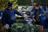 Sang Lee Farms Primary Manager Lucy Senesac and her team participate in the Westhampton Beach Farmers Market, New York, November 6, 2021. (FPAC photo by Preston Keres). Original public domain image from Flickr