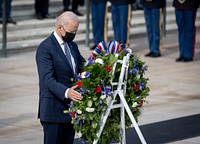 President Joe Biden at the 68th National Veterans Day Observance at Arlington National Cemetery. Washington, D.C., November 10, 2021. Original public domain image from Flickr