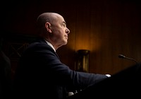 Homeland Security Secretary Alejandro Mayorkas testifies in a hearing entitled “Oversight of the Department of Homeland Security” before the Senate Judiciary Committee in Washington, D.C., November 16, 2021. (DHS Photo by Benjamin Applebaum). Original public domain image from Flickr