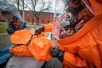 U.S. Army decontamination team members with the 21st Weapons of Mass Destruction-Civil Support Team at Naval Weapons Station Earle, N.J., Nov. 17, 2021. (New Jersey National Guard photo by Mark C. Olsen). Original public domain image from Flickr