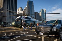 Marine One Lands and President Joe Biden disembarks at the Wall Street landing zone in New York City, Monday, September 20, 2021. (Official White House Photo by Adam Schultz)