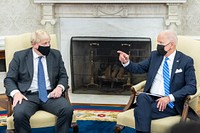 President Joe Biden meets with British Prime Minster Boris Johnson, Tuesday, September 21, 2021, in the Oval Office. (Official White House Photo by Adam Schultz)