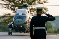 Marine One departs Brandywine Creek State Park in Wilmington, Delaware en route to Joint Base Andrews, Maryland on Monday, September 13, 2021. (Official White House Photo by Erin Scott)