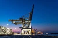 Quay cranes at the Port. Original public domain image from Flickr