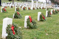 Wreath-laying ceremony at cemetery. Original public domain image from Flickr