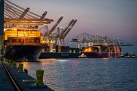 Containers ships docked at the Port. Original public domain image from Flickr