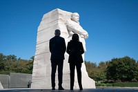 President Joe Biden and Vice President Kamala Harris observe a moment of reflection, Thursday, October 21, 2021, at the Dr. Martin Luther King Jr. Memorial in Washington, D.C. (Official White House Photo by Erin Scott)
