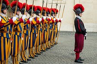 The Swiss Guard line up for President Joe Biden and First Lady Jill Biden’s arrival at the Vatican, Friday, October 29. 2021. (Official White House Photo by Adam Schultz)