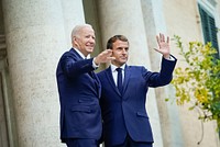 President Joe Biden meets with French President Emmanuel Macron on Friday, October 29 2021, at Villa Bonaparte in Rome. (Official White House Photo by Erin Scott)