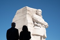 President Joe Biden and Vice President Kamala Harris observe a moment of reflection, Thursday, October 21, 2021, at the Dr. Martin Luther King Jr. Memorial in Washington, D.C. (Official White House Photo by Adam Schultz)