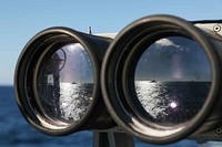 Binoculars reflection, Mediterranean Sea.