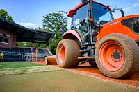 Stalling Stadium infield is converted for the 2021 Little League Softball World Series, July 2021. Original public domain image from Flickr