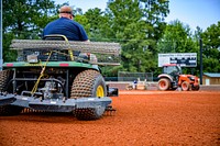 Stalling Stadium infield is converted for the 2021 Little League Softball World Series, July 2021. Original public domain image from Flickr