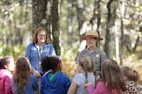 Ranger Lindsay Leads an Education ProgramEducation program at Big Meadows with a third grade group. The activities revolved around the theme adaptations. Education Ranger Lindsay Raeburn talks to the students.