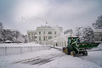 Snow is plowed Monday, January 3, 2022, in front of the West Wing Lobby Entrance of the White House. (Official White House Photo by Erin Scott)