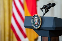 President Joe Biden and German Chancellor Olaf Scholz participate in a joint press conference Monday, February 7, 2022, in the East Room of the White House. (Official White House Photo by Adam Schultz)