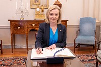 Secretary Blinken Meets With UK Foreign Secretary TrussUK Foreign Secretary Elizabeth Truss signs Secretary of State Antony J. Blinken's guestbook before their bilateral meeting at the U.S. Department of State in Washington, D.C., on March 9, 2022. [State Department photo by Freddie Everett/ Public Domain]