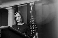 Press Secretary Jen Psaki holds a press briefing, Wednesday February 23, 2022, in the James S. Brady Press Briefing Room of the White House. (Official White House Photo by Cameron Smith)