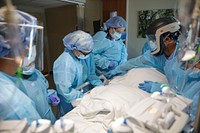 Navy Medical Team Supports Louisiana Hospital210821-N-PC620-0183LAFAYETTE, La. — U.S. Navy. Capt. Sean McKay, a physician from Navy Medicine Readiness and Training Command Bethesda and the medical support team (MST) senior medical officer, right, directs MST members while moving a COVID positive patient to the prone position, which improves oxygenation at Ochsner Lafayette General Medical Center during the COVID-19 response operations in Lafayette, Louisiana, Aug. 21, 2021. U.S. Northern Command, through U.S. Army North, remains committed to providing flexible Department of Defense support to the whole-of-government COVID-19 response. (U.S. Navy photo by Mass Communication Specialist 2nd Class Michael H. Lehman/Released)