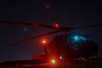 U.S. Army Soldiers assigned to 10th CAB conduct a night time air assault during JRTC at Fort Polk, LA Apr. 21, 2021.