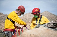 Joshua Tree Search and Rescue team members at technical rescue training