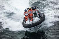 Royal Norwegeian Navy HNoMS Fridtjof Nansen (F310) is practicing man overboard (MOB) situations. (Photo by Thomas Stangnes / Royal Norwegian Navy). May 26, 2021. Original public domain image from Flickr