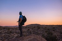 Hiker during sunset