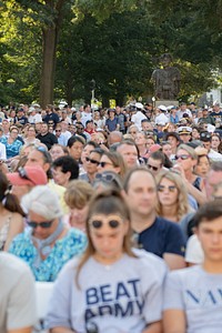 The US Naval Academy welcomes the incoming 4th class midshipmen, or plebes, of the Class of 2025 during a two-day induction process, I-Day. June 30, 2021 (U.S. Navy photo by Mass Communication Specialist 2nd Class Dana D. Legg/Released). Original public domain image from Flickr