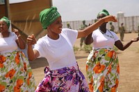 Female Burundian soldiers perform a dance during celebrations to mark Burundi's 59th Independence Day anniversary in Jowhar, HirShabelle State of Somalia. 1 July 2021. (AMISOM Photo) Original public domain image from Flickr