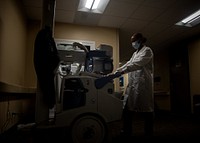 Radiologic technologist transports portable X-ray, Naval Medical Center San Diego (NMCSD). June 30, 2021. (U.S. Navy photo by Mass Communication Specialist 3rd Class Mariterese Merrique) Original public domain image from Flickr