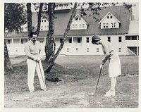Couple playing golf at Big Four Inn, Mt. Baker-Snoqualmie. Date unknown. Original public domain image from Flickr