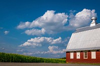 Cornfield and red barn scenic. Original public domain image from Flickr