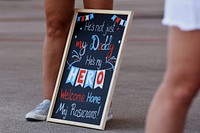 Welcome home sign, chalkboard. Original public domain image from Flickr