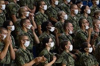 Midshipmen 4th Class, or plebes, from the United States Naval Academy Class of 2025, participate in a boxing smoker during Plebe Summer. (U.S. Navy photo by Stacy Godfrey/Released). Annapolis, Md., August 5, 2021.  Original public domain image from Flickr