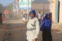 Somalian policewoman on the street. Original public domain image from Flickr