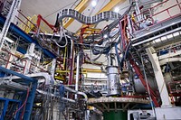 The recirculating electron accelerator seen inside Jefferson Lab’s Hall C located in Newport News, Va.