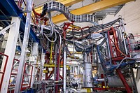 The recirculating electron accelerator seen inside Jefferson Lab’s Hall C located in Newport News, Va.