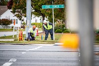 Greenville Engineering staff install radar-based detectors to improve signal changes at Fire Tower Rd and Ashcroft Dr on Wednesday, November 2. Original public domain image from Flickr